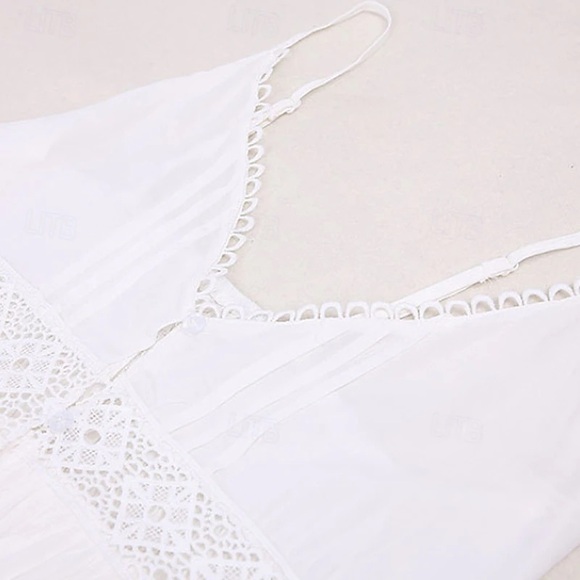 Elegant White Maxi Dress with Lace Details boho - Picture 10 of 10
